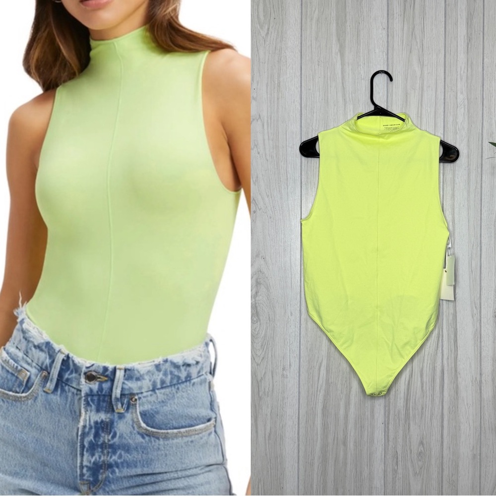 NWT Good American Plus Size So Soft Sleeveless Mock Neck Bodysuit 5/6 = 2X/3X